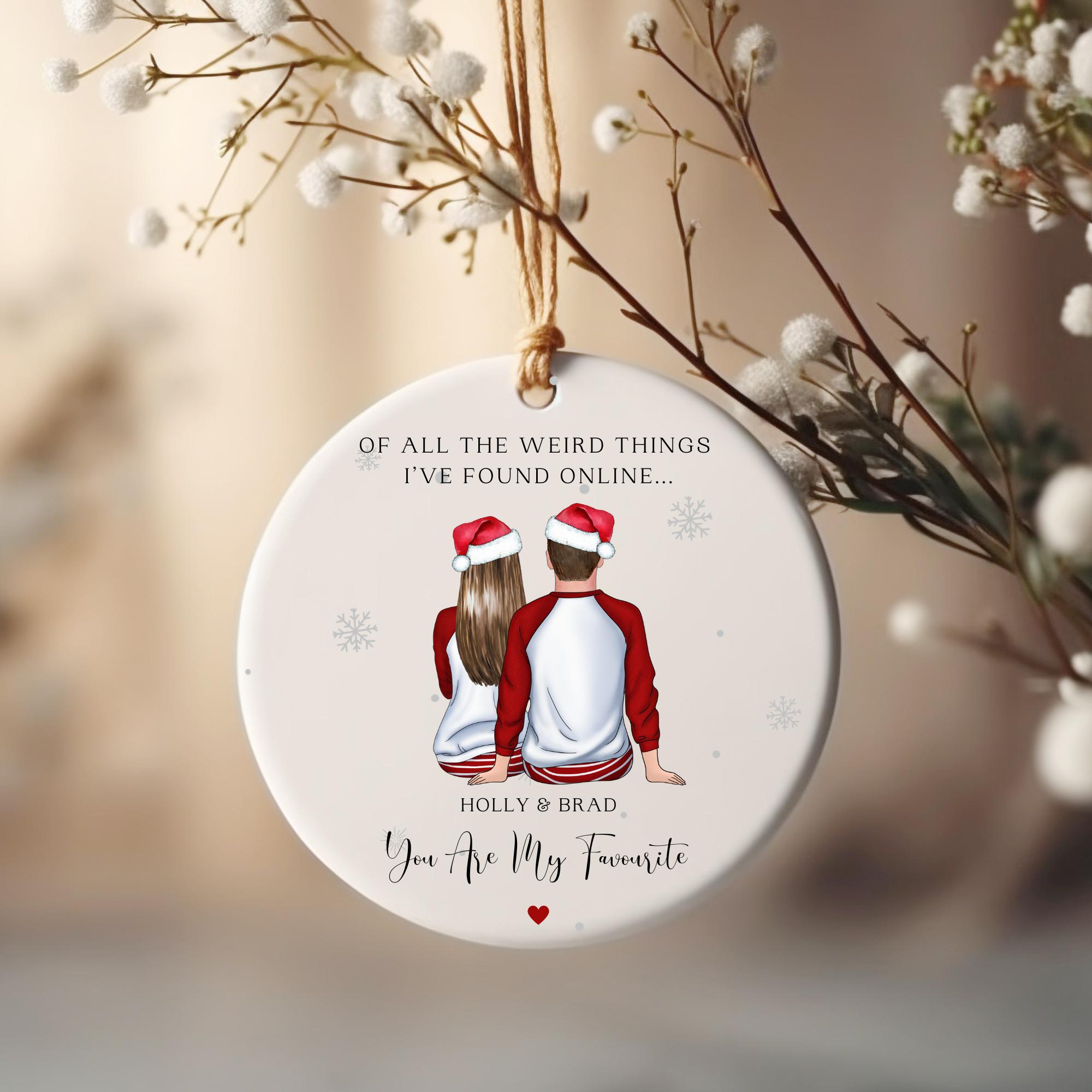 Christmas Ornaments For Couples Of All The Weird Things - Loving, Christmas Gift For Couples Husband Wife Personalized Circle Ceramic Ornament Personal Ornaments