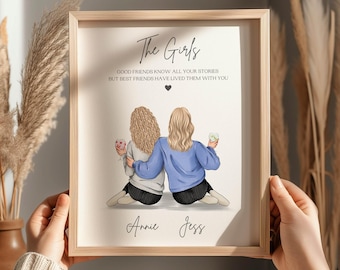Personalised Best Friend, Best Friend, Custom Birthday Gift, Personalized Gift For Friend, Personalised Portrait for Bestie, Gift For Her