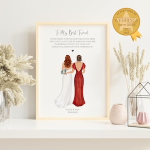 Best Friend on her Wedding Day Gift, Thank You Gifts, Best Friend Wedding Gift, Personalised Wedding Print, Gift to Bride, Q1