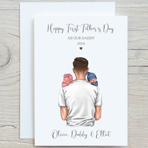 Eerste vaderdagkaart van tweeling, tweeling cadeau aan papa, vaderdagkaart van baby zoon en dochter, vader vaderdagcadeau