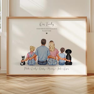 Personalised Family Portrait, Our Family Print, Family Gift For Mothers Day, Family Pet Portrait, Fathers Day Gifts, Family Christmas Gifts