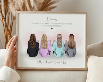 Cousins Personalised Print, Cousins Gift, Custom Cousins Print, Cousins Birthday Gift, Cousins Christmas Gift, Gifts For Her, Cousin Present