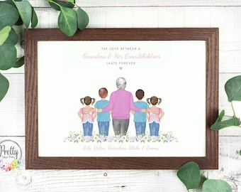Personalised Grandma And Grandchildren Print, Grandparent Family Print, Personalized Grandparent Wall Art, Family Gift, Family Prints