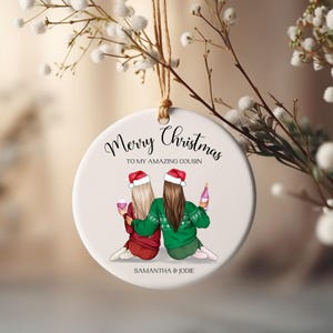 Christmas Bauble Gift For Cousins, Personalised Xmas Tree Decoration For Cousin, Christmas Gift For Cousins, Cousin Gifts