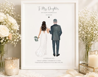 Personalised Wedding Gift From Dad to Daughter, Wedding Day Keepsake for Bride, Daughter Wedding Print
