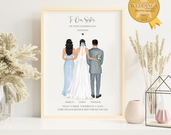 Personalisierte Schwester Hochzeit Andenken, Familie Hochzeitsgeschenk für Braut, personalisierte Schwester Hochzeit Druck