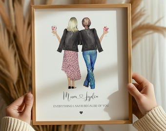 Personalised Mother And Daughter Print, Personalized Mom And Daughter Print, Birthday Gift For Mum, Gift For Mom, Gift For Daughter