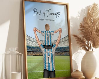 Impressão "Melhores Companheiros de Equipe", Presente de Dia dos Pais para Jogadores de Futebol, Impressão de Futebol para Pai e Filho, Arte de Futebol Personalizada