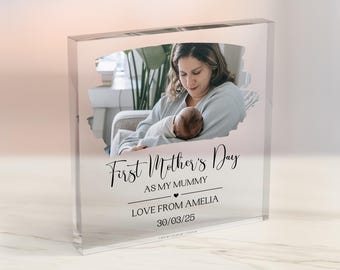 Regalos con foto para el primer día de la madre, bloque acrílico para mamá, recuerdo del día de la madre, regalo con bloque acrílico para mamá, regalo con foto para el primer día de la madre