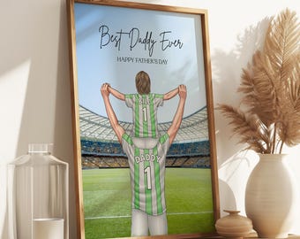 Impresión de fútbol personalizada, regalo de equipo de fútbol personalizado, regalo para padre e hijo, regalo para el Día del Padre, regalos para fanáticos del fútbol, impresión de camisetas de fútbol