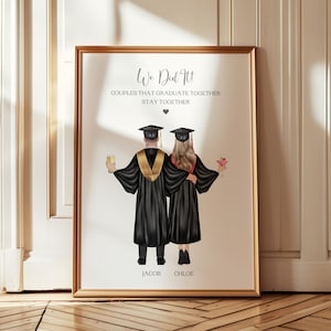 Afstudeercadeaus, gepersonaliseerde paar afstuderen print, afstudeercadeau voor vriendin, afstudeercadeau voor vriend, paar afstuderen