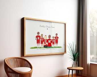 Impresión del equipo de ensueño de papá, regalos familiares de fútbol, regalo del equipo de ensueño de papá, regalos de cumpleaños para papá, kits personalizados, frases personalizadas, regalos para el Día del Padre