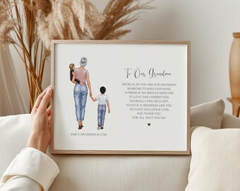 Grandma Keepsake From Grandchildren, Gift For Nanna From Grandchildren, Grandma And Grandchildren Print, Grandma Gifts