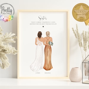 Cadeau de mariage pour soeur, cadeau pour demoiselle d'honneur, impression personnalisée de demoiselle d'honneur, merci demoiselle d'honneur, souvenir de mariage