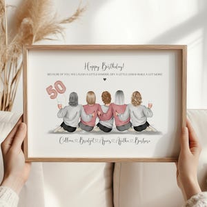 親友の 50 歳の誕生日プレゼント、パーソナライズされた 50 歳のグループ親友の誕生日プリント、グループ 50 歳の友情プリント、あらゆる年齢の誕生日プレゼント