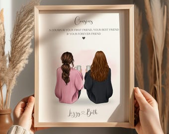 Personalised Cousin Print, Cousin Gift, Bestie Gift, Custom Print, Cousin Christmas, Family Print, Cousin Birthday Gift, Best Friend Gift