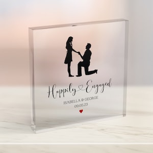 Engagement Gifts, Personalised Engagement Present, Unique Engagement Gifts, Fiancee Gifts, Engagement Keepsake, Acrylic Block, E3