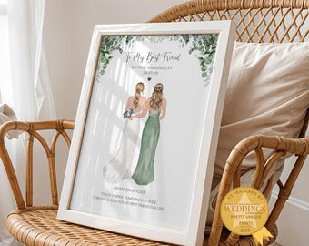 Custom Gift for Best Friend on Her Wedding Day, Personalised Gift For Best Friend, Wedding Gift For Bestie, Wedding Keepsake, Gift For Bride