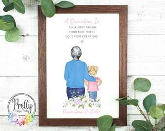 Personalised Family Print, Gift For Grandma, Grandma and Grandchildren, Gift For Grandparents, Personalized Grandma Gift, Family Portrait