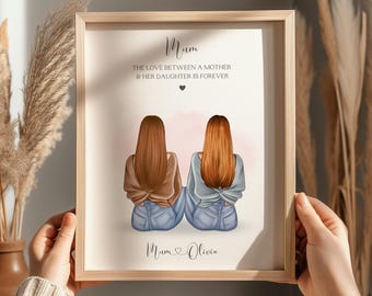 Mama & Tochter personalisierter Druck, Muttertagsgeschenk, Muttertag personalisierter Druck, Muttertagsgeschenk, Geschenkidee, Geschenk für Mama, Mama