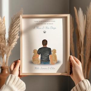 Gepersonaliseerde man en hond cadeau, hond en eigenaar print, hond vader cadeaus, hondenliefhebber cadeau, hond vader afdrukken voor man Cave