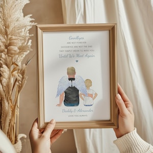Impresión conmemorativa personalizada, regalo conmemorativo familiar, regalo de condolencias, retrato de pérdida familiar, impresión conmemorativa de papá, regalo de recuerdo, padre e hijo