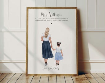 Thank You Teacher Appreciation Gift, Best Teacher Present, Personalised Gift For Teacher, Class Of 2024 Print, TA Gift, Nursery Teacher Gift