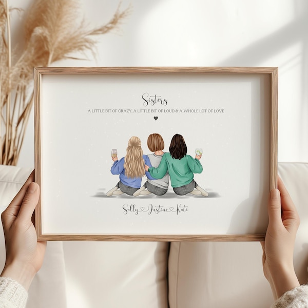 Sister Gift, Group Sister Print, Personalised Sisters Print, Birthday Gift For Sister
