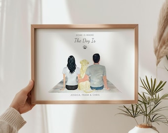 Retrato familiar de perro, Regalo personalizado para dueños de perros, Retrato familiar de perro, Regalo personalizado, Lámina personalizada de mascota, Regalo para mascotas, Regalo para amantes de los perros