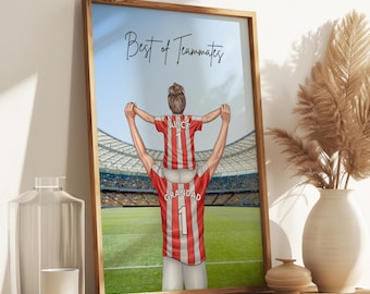 Personalised Football Team Gift, Custom Football Print, Father And Son Football Gift, Father Daughter Gift, Father Son Gift, Daddy Gifts