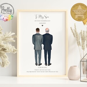 Cadeau mariage fils, impression mariage fils, cadeau pour fils le jour de son mariage, cadeaux père du marié, impression père et fils, jour du mariage fils