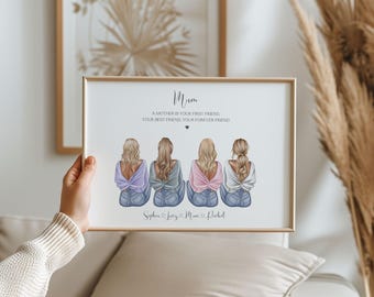 Regalo per la mamma dalle figlie, stampa personalizzata per madre e figlia, regalo per la festa della mamma, regalo di compleanno per la mamma, regali per la mamma