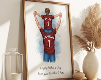 Personalised Father's Day Football Gift, Grandad's Football Print, Grandson Gift, Football Gift, Gift for Grandad, Football Lover Present