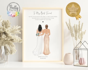 Wedding Gift For Best Friend, Personalised Wedding Print, Gift For Bride, Gift For Best Friend On Her Wedding Day
