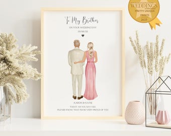 Regalo de boda para hermano de parte de su hermana, lámina personalizada para la boda de su hermano, regalo de boda para su hermano