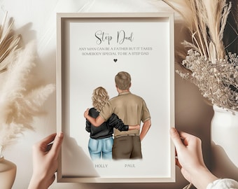 Step Dad Gift, Gifts For Step Dad, Fathers Day Gift for Step Dad, Fathers Day Gifts, Personalised Step dad and Daughter Print