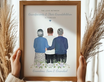Gift For Grandparents From Grandchildren, Gift For Grandma and Grandad, Personalised Grandparent and Grandchild Print