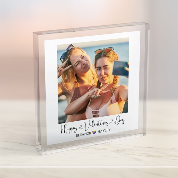 Personalised Valentines LGBT Photo Block, LGBT Valentines Acrylic Photo, Valentines Day Gifts, Couple Gifts, Same Sex Couple Gifts