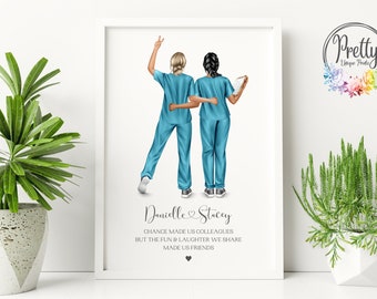 Leaving Gift For Work Colleague, Personalised Work Colleague Print, Friendship Gift for Nurses, Doctors, Surgeons, Paramedics