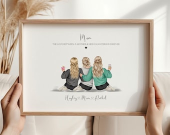 Mum Gifts, Mum And Daughters Print, Mom Gifts, Mother And Daughter Print, Mum Birthday Gift