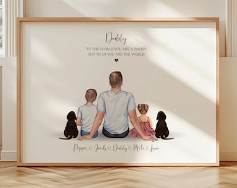 Impression de famille personnalisée papa et enfants, cadeau pour papa, impression de famille personnalisée, cadeau pour papa, cadeau d'anniversaire pour papa, cadeau de fête des pères