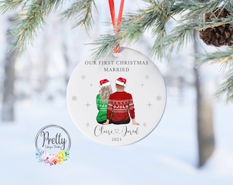 Personalised Just Married Christmas Ornament, First Christmas Married Bauble, 1st Christmas Married Tree Decoration