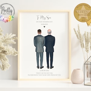 Regalo de boda para hijo, Impresión de boda para hijo, Regalo para hijo en el día de su boda, Regalos para el padre del novio, Impresión de padre e hijo, Día de la boda del hijo