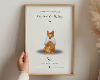 Regalo conmemorativo para gatos, En memoria de un gato, Lámina conmemorativa personalizada para gatos, Regalo para dueños de gatos, Regalos por la pérdida de un gato, Regalo de duelo por la pérdida de una mascota, Q2