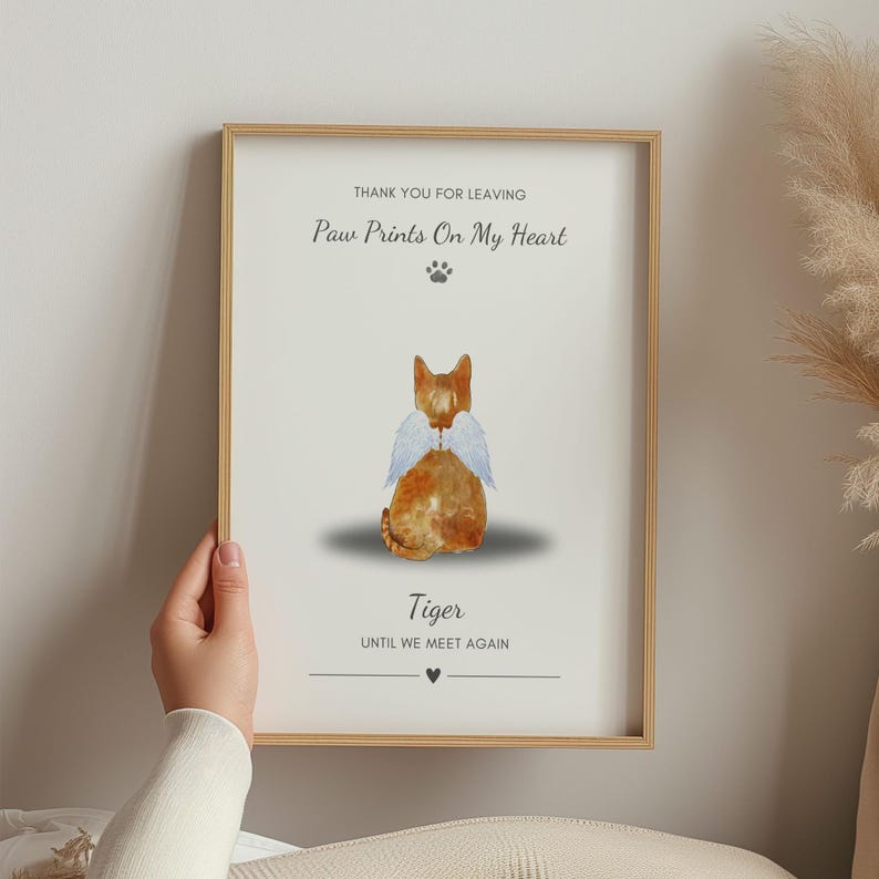 Cat Memorial Gift, In Loving Memory of Cat, Personalised Cat Memorial Print, Gift For Cat Owner, Cat Loss Gifts, Pet Bereavement Gift, Q2 image 1