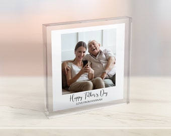 Personalised Father’s Day Photo Block, Acrylic Dad Picture Gift, Custom Family Photo Block, First Father's Day Gift