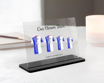 Vatertags-Fußball Familiengeschenk, Fußball-Shirt-Plakette, unser Dream-Team-Geschenk, Familiendruck, Geschenk für Vater, Stiefvater, Opa