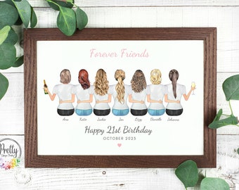 21st Birthday Gift, Personalised Best Friend Print, Birthday Gift for Her, Gift For Milestone Birthday