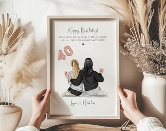 40th Birthday Gift, Personalised Group Best Friends Birthday Print, Group Friendship Print, Besties Birthday Gifts, Any Age Birthday Gift