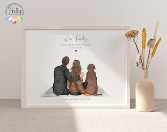 Personligt par med hundtryck, present till husdjur och ägare, alla hjärtans dag-present från hund, hundmamma och pappa-tryck, hundfamiljtryck
